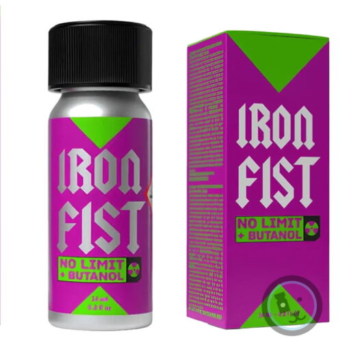 flacon de poppers Iron Fist no limit Butanol violet et vert