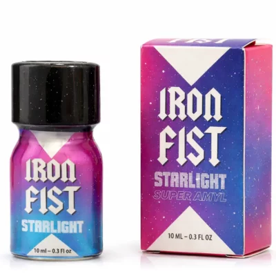 Poppers Iron Fist Starlight Mini 10 ml flacon aluminium violet bleu dégradé anti-fuite Super Amyl